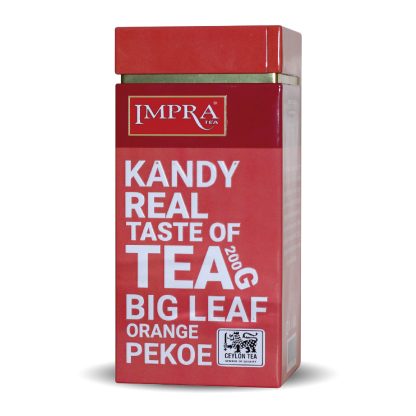IMPRA, 100% PURE CEYLON TEA, PACKETED  BLACK TEA, "KANDY" BIG LEAF, OP  200GX6, SQUARE METAL CADDY